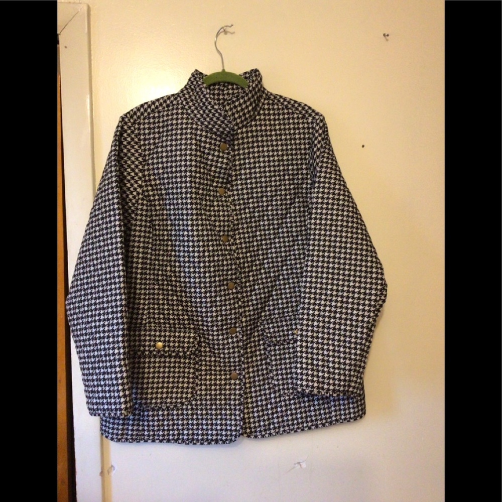 Cynthia  Rowley hound tooth quilted jacket Sz XL